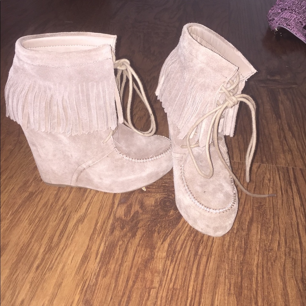 Tan boot wedges Steve Madden